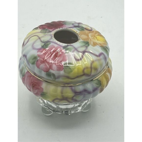 Draft Listing ANTIQUE VINTAGE HANDPAINTED HAIR RECEIVER VANITY ITEM W ROSES FLOW - Picture 1 of 9